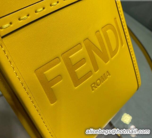 Top Grade Fendi Sunshine Leather Mini Shopper Bag 0213 Yellow 2023