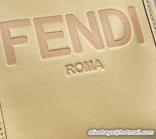 Best Design Fendi Sunshine Leather Mini Shopper Bag 0213 Apricot 2023