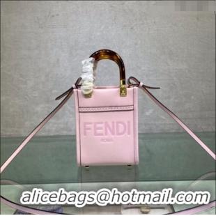 Affordable Price Fendi Sunshine Leather Mini Shopper Bag 0213 Light Purple 2023