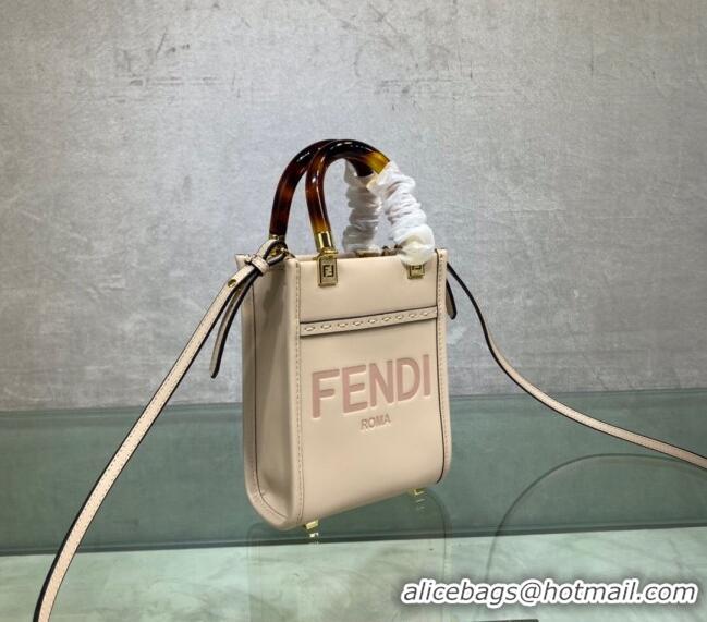 Affordable Price Fendi Sunshine Leather Mini Shopper Bag 0213 Light Purple 2023