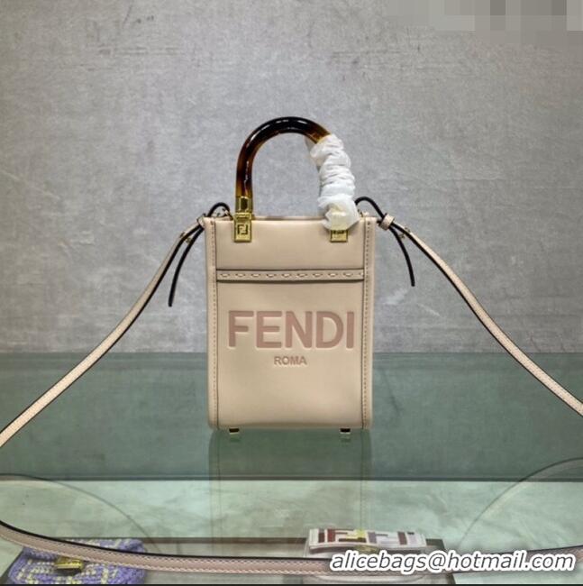 Affordable Price Fendi Sunshine Leather Mini Shopper Bag 0213 Light Purple 2023