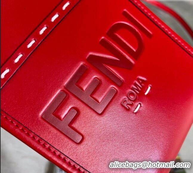 Famous Brand Fendi Sunshine Leather Mini Shopper Bag 0213 Red 2023