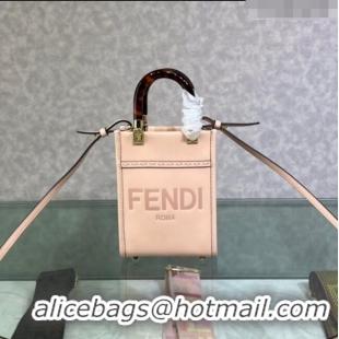 Promotional Fendi Sunshine Leather Mini Shopper Bag 0213 Light Pink 2023