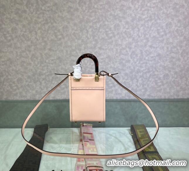 Promotional Fendi Sunshine Leather Mini Shopper Bag 0213 Light Pink 2023