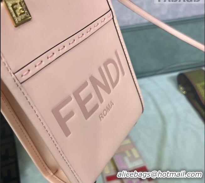 Promotional Fendi Sunshine Leather Mini Shopper Bag 0213 Light Pink 2023