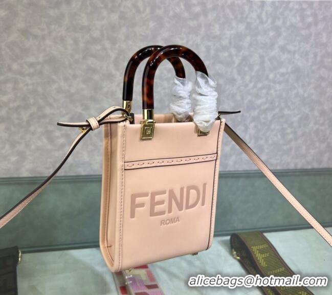 Promotional Fendi Sunshine Leather Mini Shopper Bag 0213 Light Pink 2023