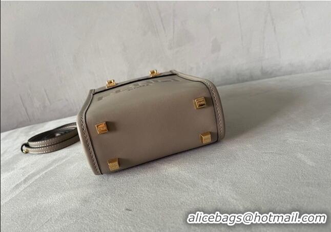 Super Quality Fendi Sunshine Leather Mini Shopper Bag 0213 Grey 2023