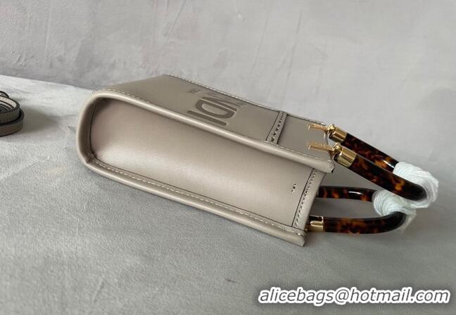 Super Quality Fendi Sunshine Leather Mini Shopper Bag 0213 Grey 2023