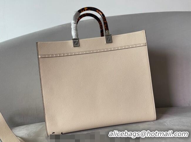 Super Quality Fendi Sunshine Grained Leather Medium Shopper Bag FD8372 Beige 2023