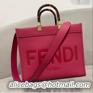 Fashion Design Fendi Sunshine Grained Leather Medium Shopper Bag FD8372 Dark Pink 2023