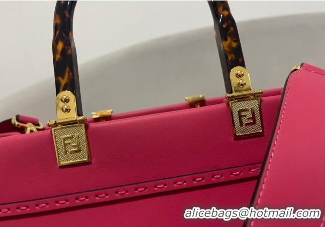 Fashion Design Fendi Sunshine Grained Leather Medium Shopper Bag FD8372 Dark Pink 2023