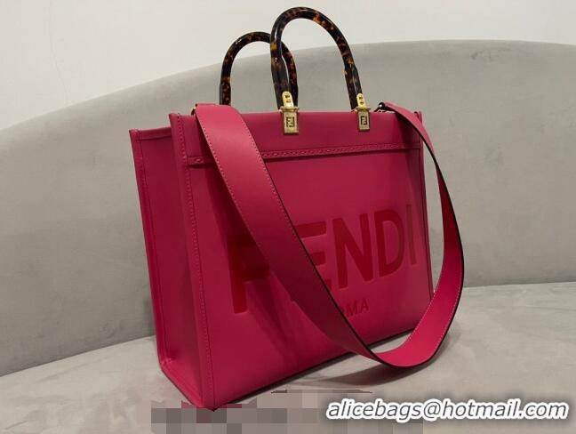 Fashion Design Fendi Sunshine Grained Leather Medium Shopper Bag FD8372 Dark Pink 2023