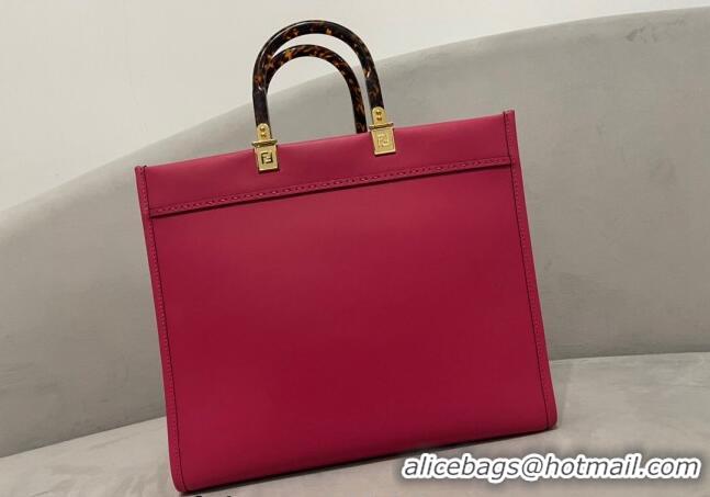 Fashion Design Fendi Sunshine Grained Leather Medium Shopper Bag FD8372 Dark Pink 2023