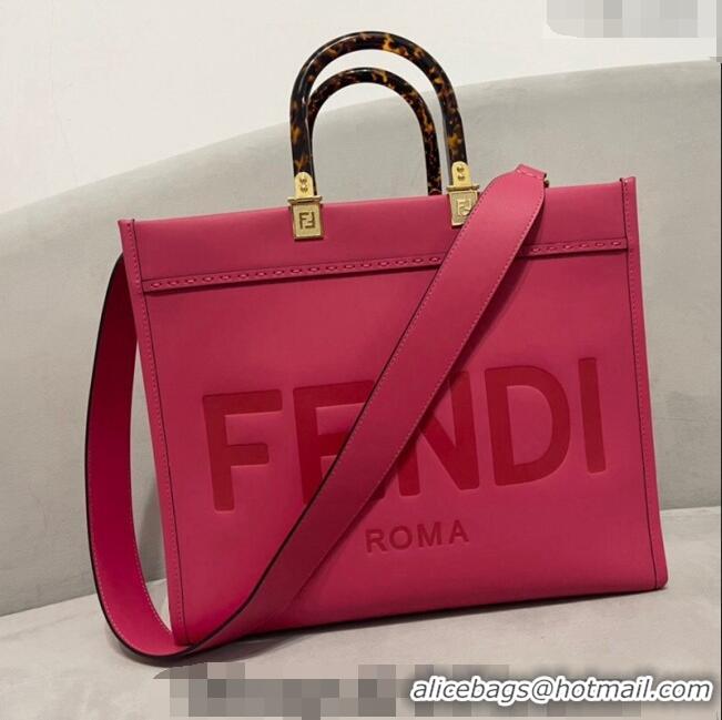 Fashion Design Fendi Sunshine Grained Leather Medium Shopper Bag FD8372 Dark Pink 2023