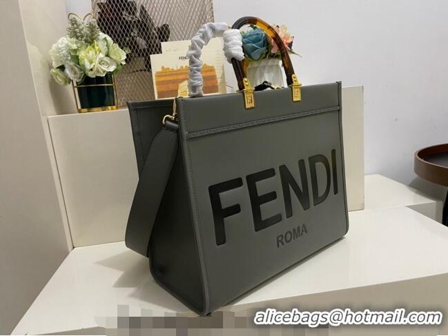 Traditional Specials Fendi Sunshine Grained Leather Medium Shopper Bag FD8372 Grey 2023