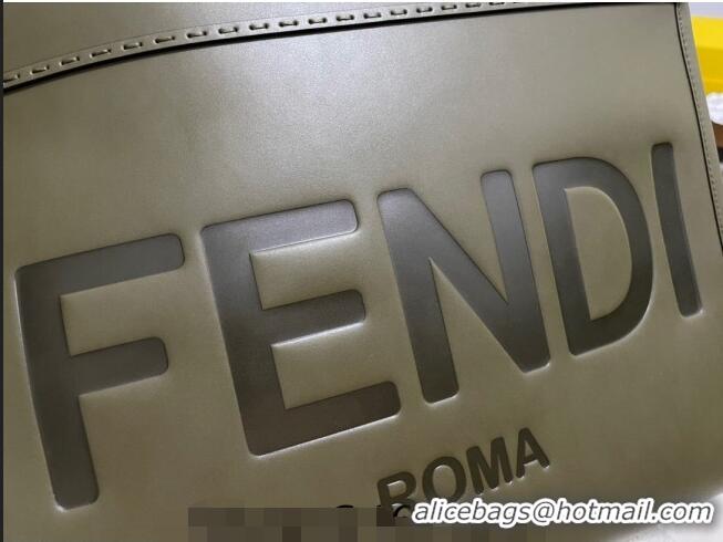 Famous Brand Fendi Sunshine Grained Leather Medium Shopper Bag FD8372 Green 2023