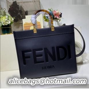 Shop Promotional Fendi Sunshine Leather Medium Shopper Bag FD8372 Black 2023