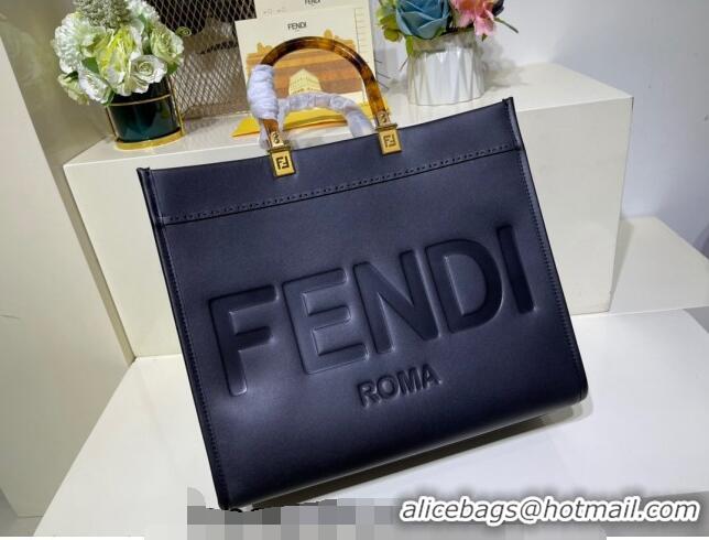 Shop Promotional Fendi Sunshine Leather Medium Shopper Bag FD8372 Black 2023