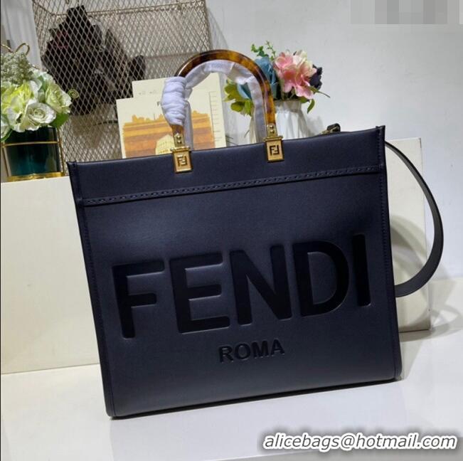 Shop Promotional Fendi Sunshine Leather Medium Shopper Bag FD8372 Black 2023