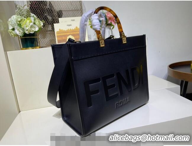 Shop Promotional Fendi Sunshine Leather Medium Shopper Bag FD8372 Black 2023