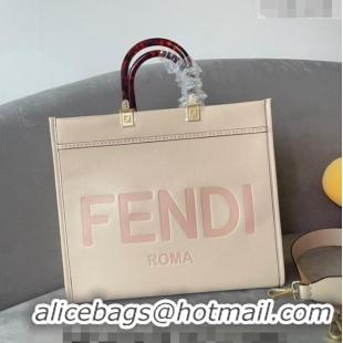 Buy Discount Fendi Sunshine Leather Medium Shopper Bag FD8372 Light Pink 2023