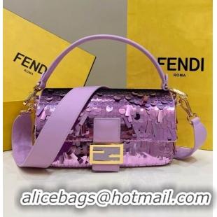 Grade Quality Fendi Baguette Medium Bag in 8601 Purple Sequins 2023