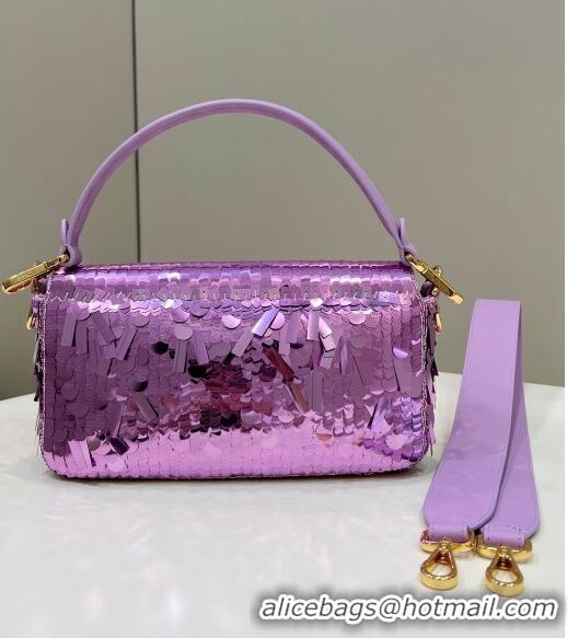 Grade Quality Fendi Baguette Medium Bag in 8601 Purple Sequins 2023