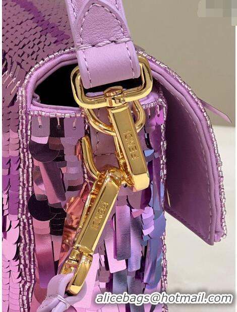 Grade Quality Fendi Baguette Medium Bag in 8601 Purple Sequins 2023