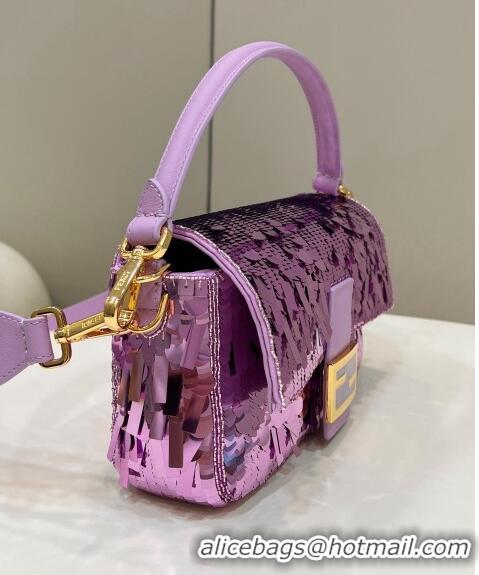 Grade Quality Fendi Baguette Medium Bag in 8601 Purple Sequins 2023