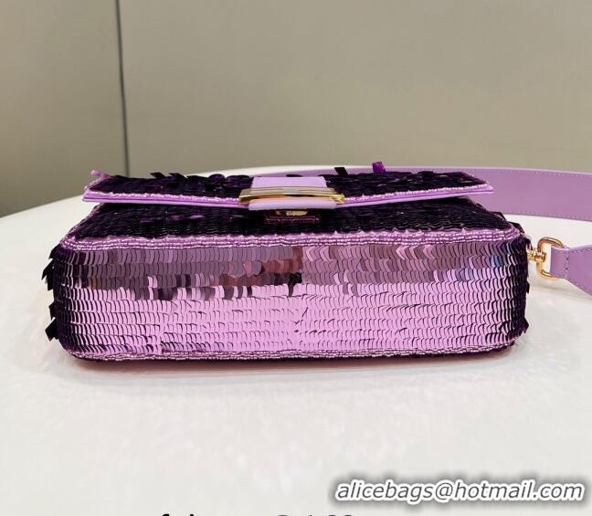 Grade Quality Fendi Baguette Medium Bag in 8601 Purple Sequins 2023