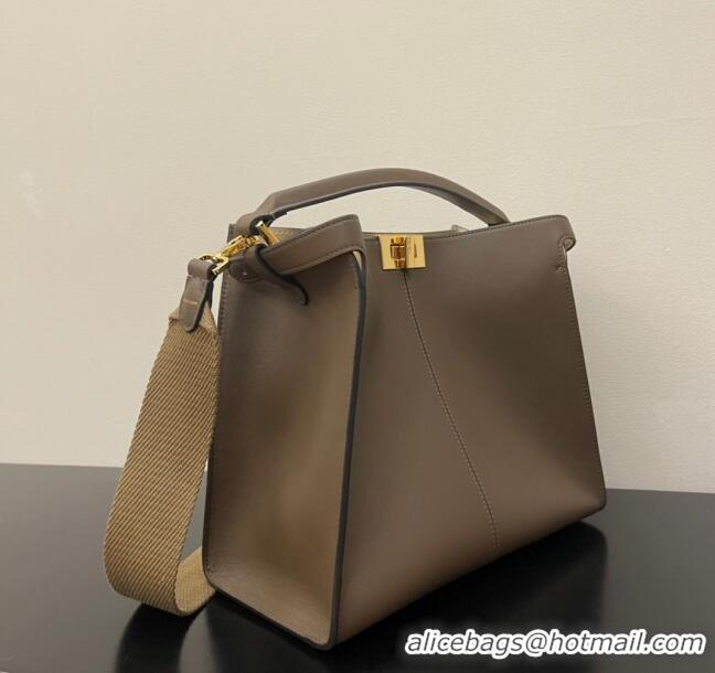 Top Quality Fendi Peekaboo X-Lite Medium Bag in FD8051 Grey Calfskin 2023