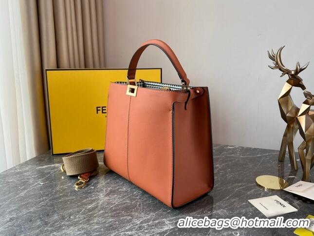 Good Taste Fendi Peekaboo X-Lite Medium Bag in FD8051 Brown Calfskin 2023