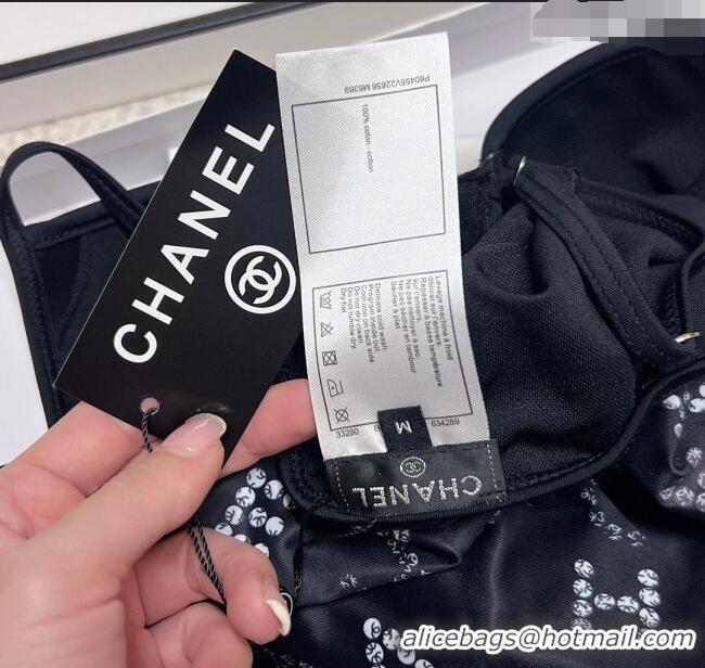 Inexpensive Chanel Crystal Logo Swimwear 0214 Black 2023