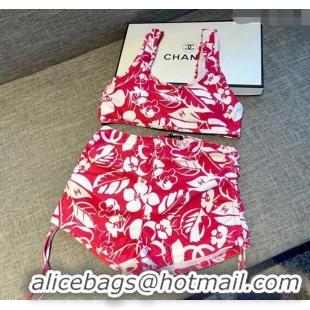 Sophisticated Grade Chanel Camellia Bloom Swimwear 0308 Red 2023