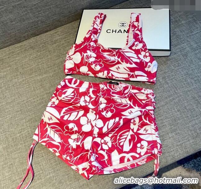 Sophisticated Grade Chanel Camellia Bloom Swimwear 0308 Red 2023