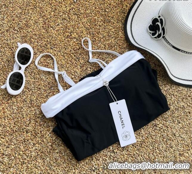 Generous Chanel One Piece Swimwear 030742 White/Black 2023