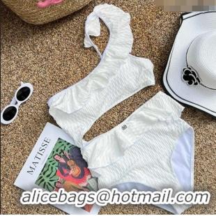 High Quality Fashion Chanel Ruffle Swimwear 0307 White 2023