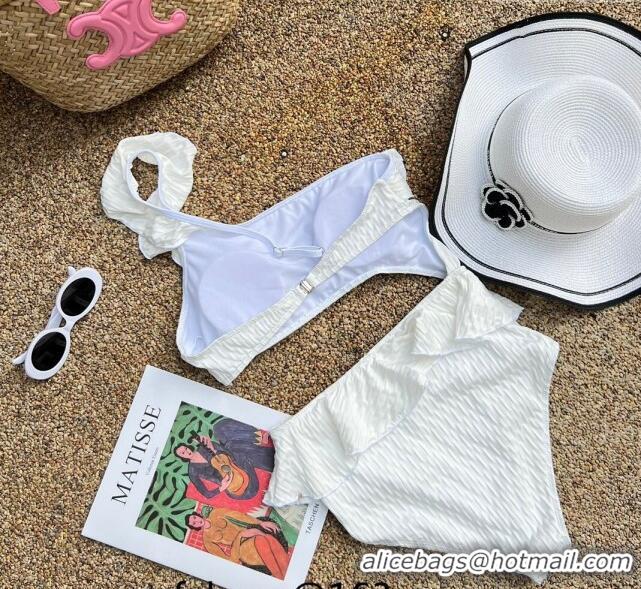 High Quality Fashion Chanel Ruffle Swimwear 0307 White 2023