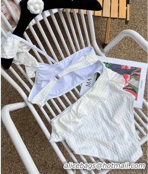 High Quality Fashion Chanel Ruffle Swimwear 0307 White 2023