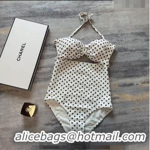 Cheapest Chanel Dots Swimwear 030740 White/Black 2023