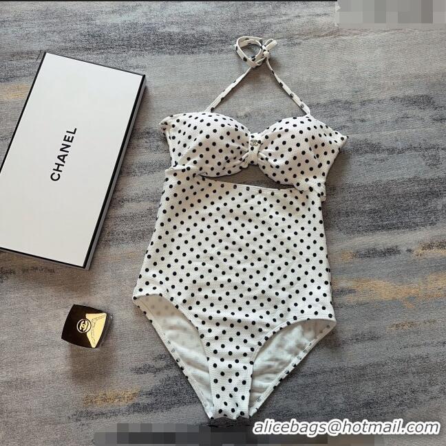 Cheapest Chanel Dots Swimwear 030740 White/Black 2023