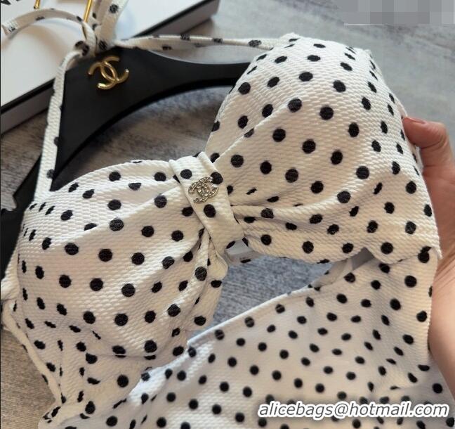 Cheapest Chanel Dots Swimwear 030740 White/Black 2023