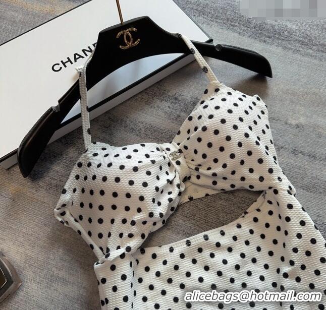 Cheapest Chanel Dots Swimwear 030740 White/Black 2023