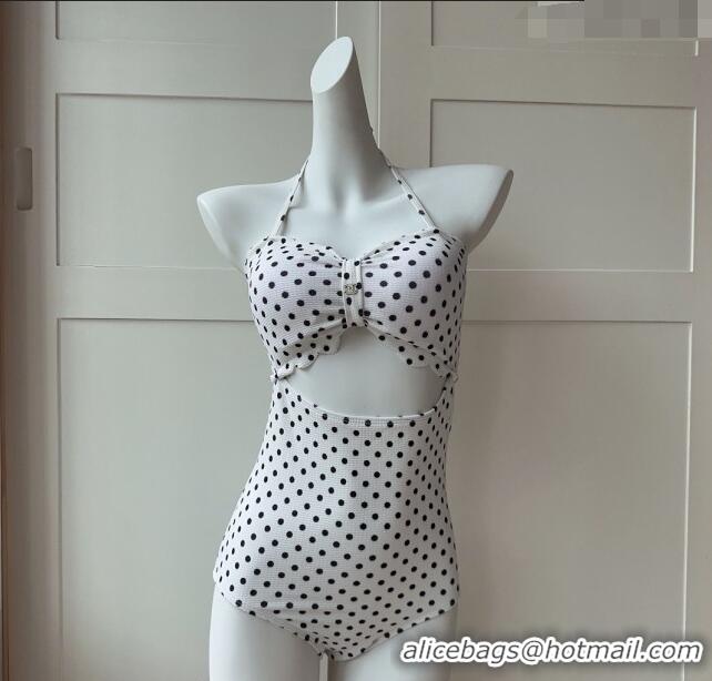 Cheapest Chanel Dots Swimwear 030740 White/Black 2023