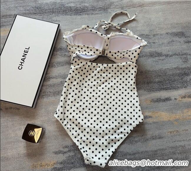 Cheapest Chanel Dots Swimwear 030740 White/Black 2023