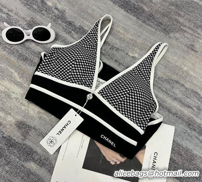 Luxury Classic Chanel One Piece Swimwear 030773 White/Black 2023