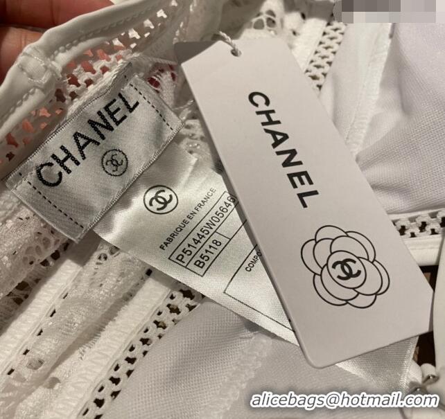 Inexpensive Chanel Lace One Piece Swimwear 0311 White 2023