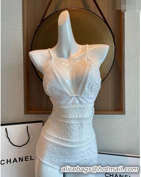 Inexpensive Chanel Lace One Piece Swimwear 0311 White 2023