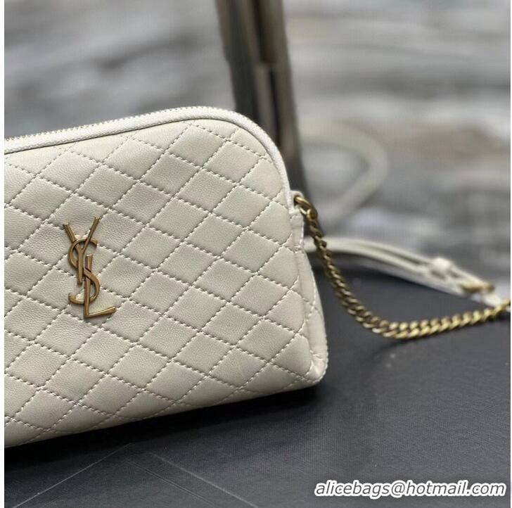 Shop Promotional SAINT LAUREN GABY ZIPPED POUCH IN QUILTED LAMBSKIN 7336671 BLANC VINTAGE