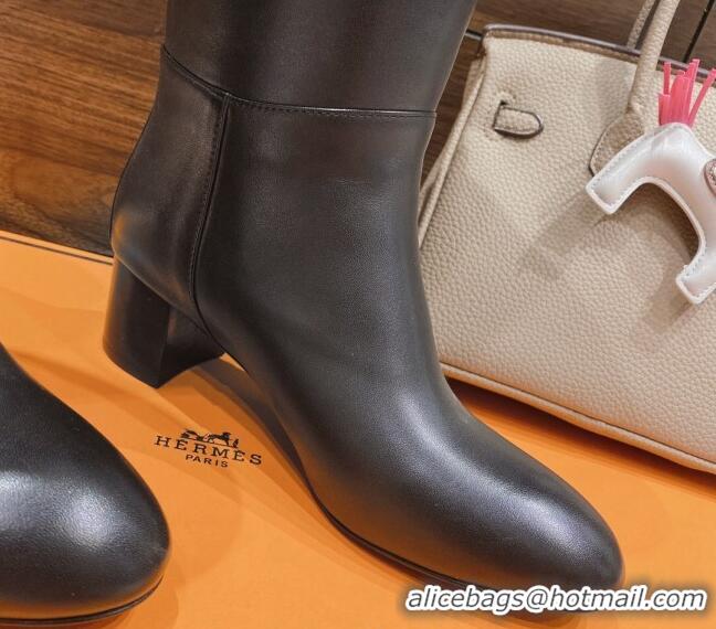 Luxury Hermes Kelly High Boots in Smooth Leather Black 110429